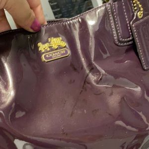 Coach Madison Patent Tote Purple Metallic